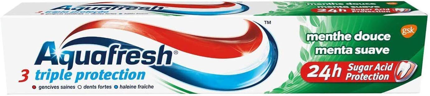  خمیردندان اکوافرش محافظت کننده سه گانه نعنایی aquafresh triple protection mente douce 